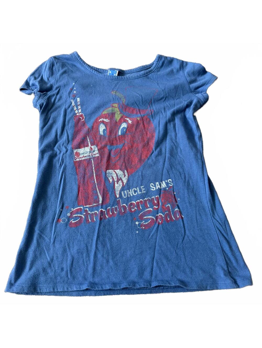 Y2K Uncle Sam’s Strawberry Soda Graphic Baby Tee Women’s Medium